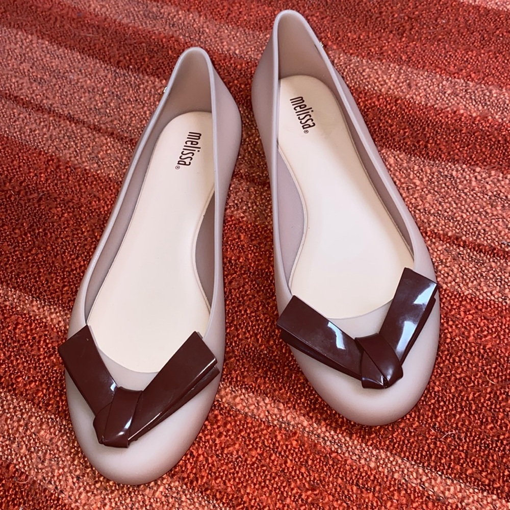 MELISSA BALLET FLAT WITH BOW VEGAN JELLY SZ 9